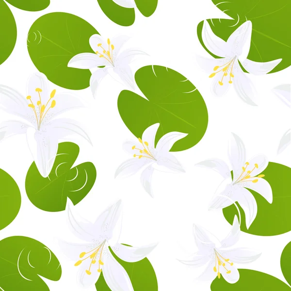 Bezszwowe lilia na białym tle — Wektor stockowy