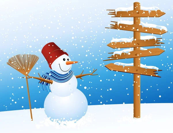 Muñeco de nieve y flecha — Vector de stock