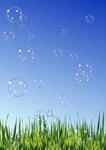 Soap_bubbles_on_summer_field — 스톡 벡터
