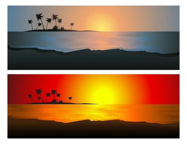 Coucher de soleil tropical — Image vectorielle