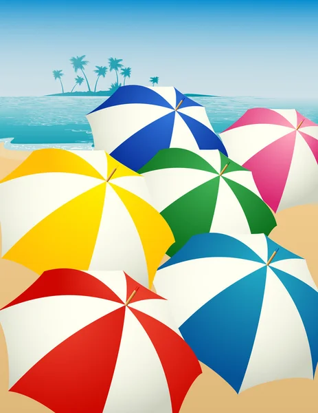 Ομπρέλες στην παραλία — Διανυσματικό Αρχείο