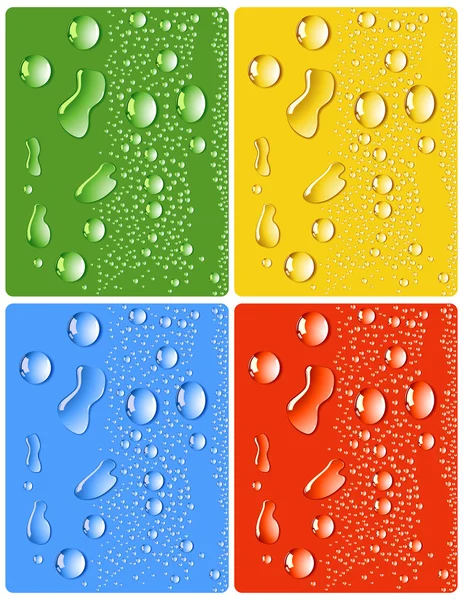 Água _ gotas _ quatro _ diferentes _ cores — Vetor de Stock