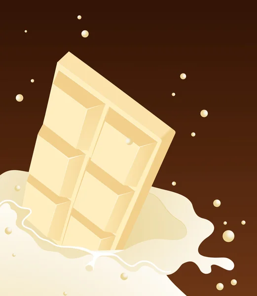 White chocolate falling in milk — Stock Vector