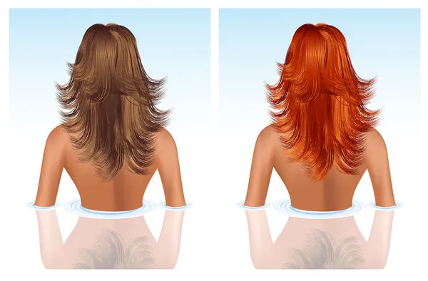 Brunett och tjej med rött hår — Stock vektor