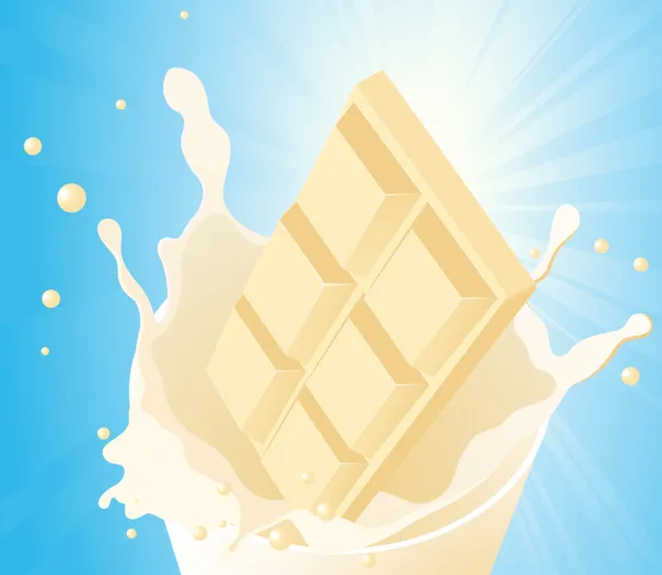 Chocolat blanc en éclaboussure de lait — Image vectorielle