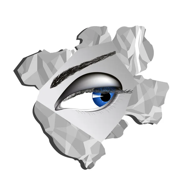 Ögat ser genom papper hål — Stock vektor