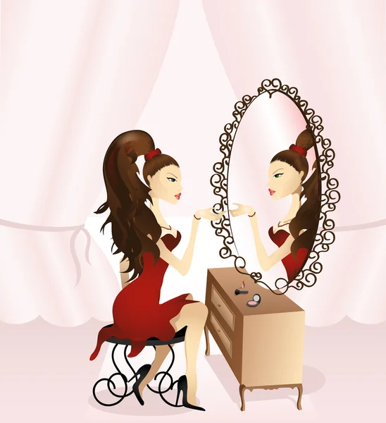 Girl_and_mirror1 — 图库矢量图片