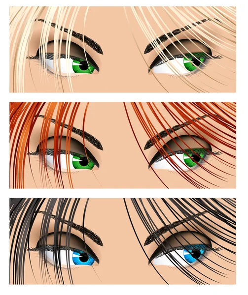 Vrouw ogen verschillende kleuren — Stockvector