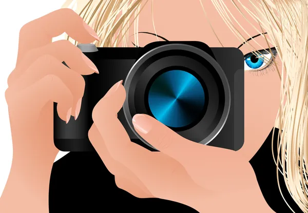 Fille tenant caméra — Image vectorielle