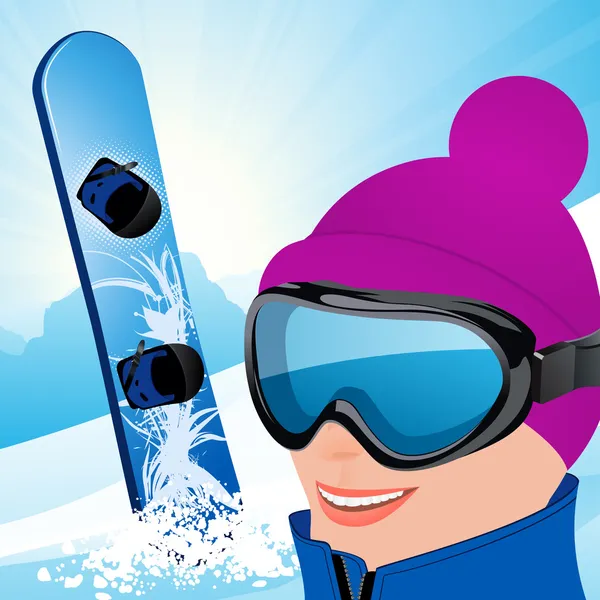 Snowboarder op de piste — Stockvector