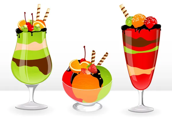 Desserts aux fruits — Image vectorielle