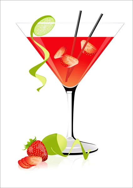 Cocktail aux fraises — Image vectorielle