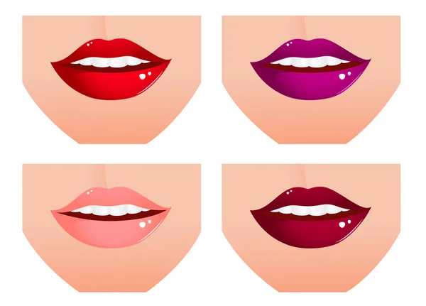 Conjunto de lábios de mulher — Vetor de Stock