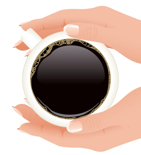 Mani che tengono la tazza di caffè — Vettoriale Stock