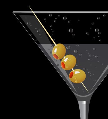 Cocktail on black background clipart
