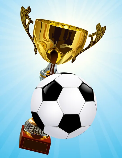 Pokal und Fußball — Stockvektor