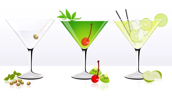 Set de cocktails de fruits — Image vectorielle