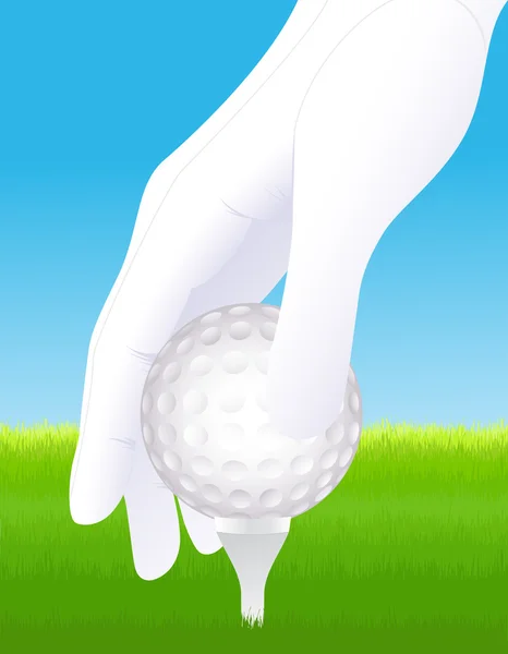 Рука тримає м'яч для гольфу — стоковий вектор