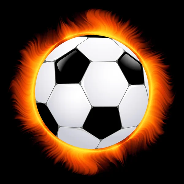 Palla da calcio in fiamme — Vettoriale Stock