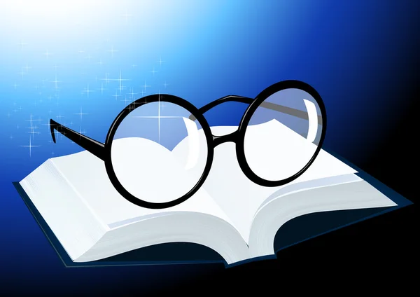 Gözlük ve kitap — Stok Vektör