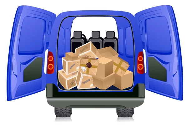 Parcelles en minibus — Image vectorielle