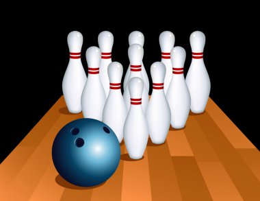 Skittles and bowling ball clipart