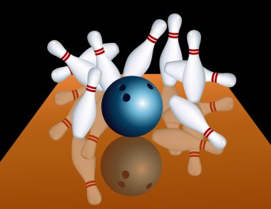 Skittles and bowling ball clipart