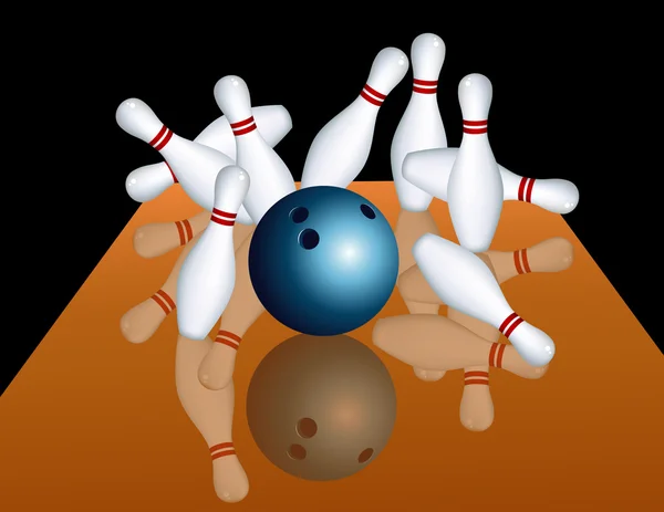 Quilles et boule de bowling — Image vectorielle