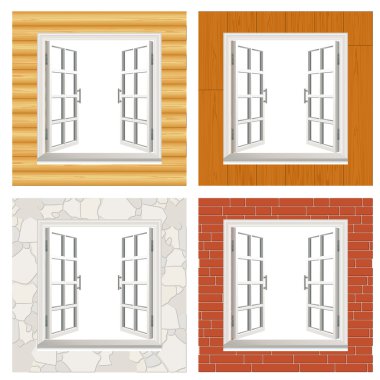 Open window set clipart