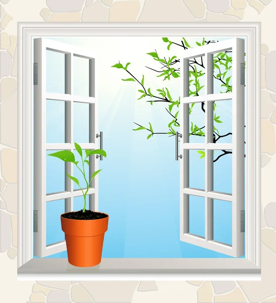 Open window set — Stock Vector
