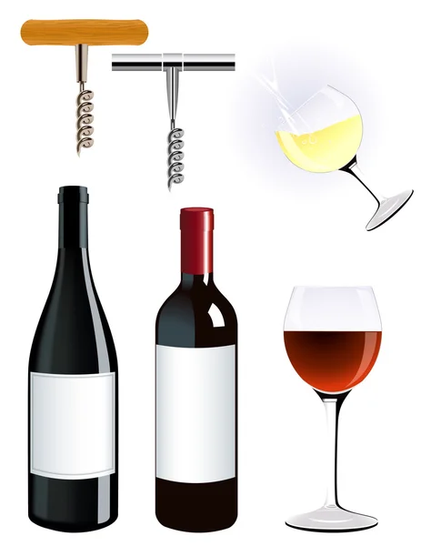 ? orkscrew och vin flaska — Stock vektor