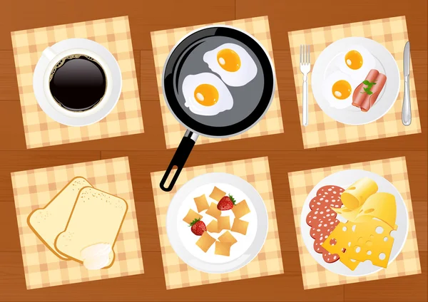 Ensemble de nourriture petit déjeuner — Image vectorielle