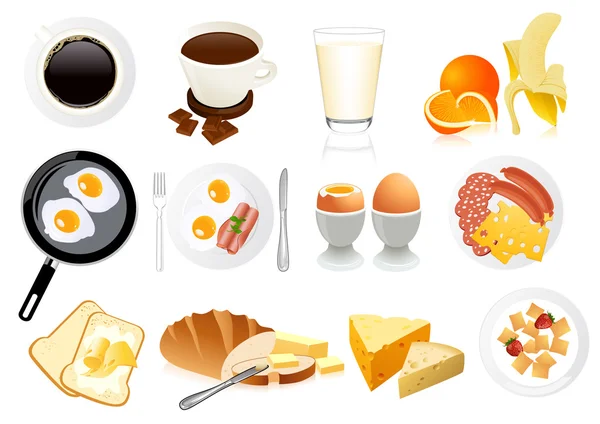 Iconos de desayuno — Archivo Imágenes Vectoriales