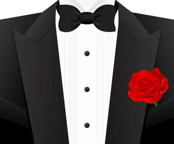 Bow tie with rose — Stock Vector