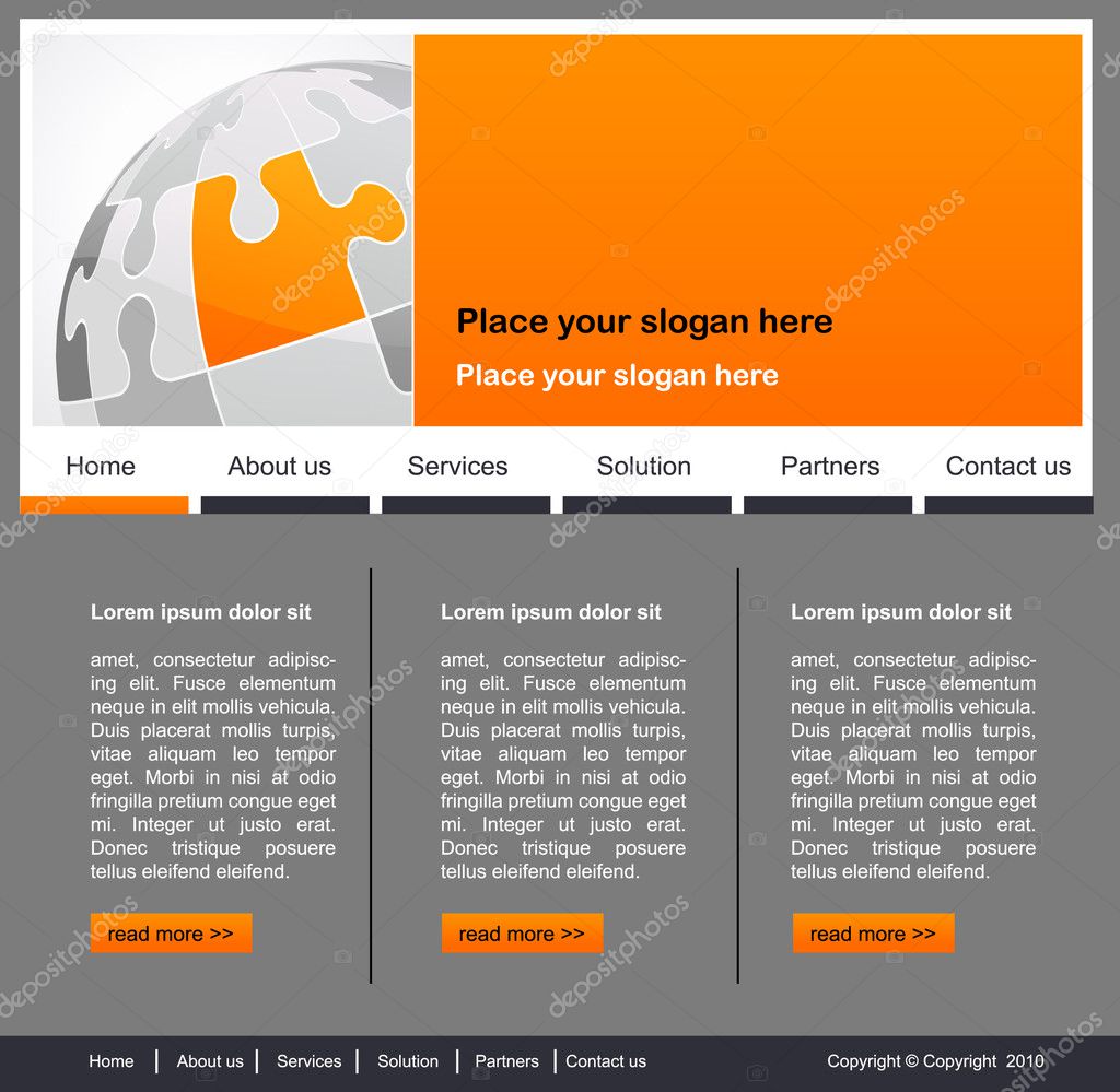 Design and concept for internet homepage - puzzle theme