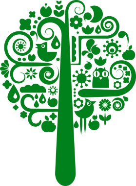 A vector tree with eco icons clipart