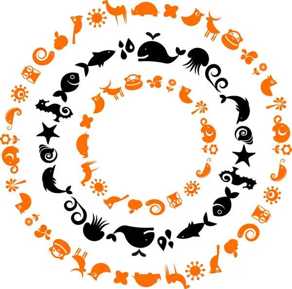 Animal planet - ecological icons set — Stock Vector