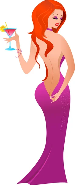 Sexy lady in an evening gown — Stock Vector