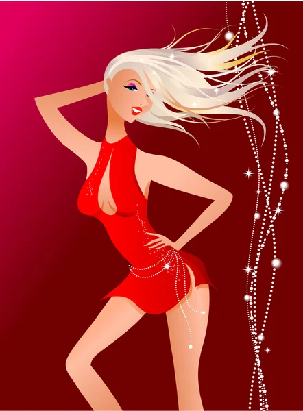 Sexy femme blonde dansant — Image vectorielle