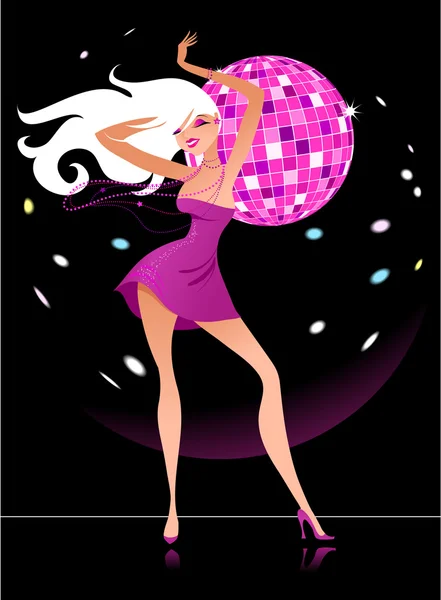 Tančící blondýna na disco párty — Stockový vektor