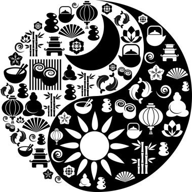 Yin Yang symbol made from Zen icons clipart