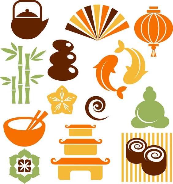 Un ensemble d'icônes ornementales et zen — Image vectorielle