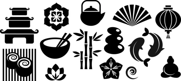 Un ensemble d'icônes ornementales et zen — Image vectorielle