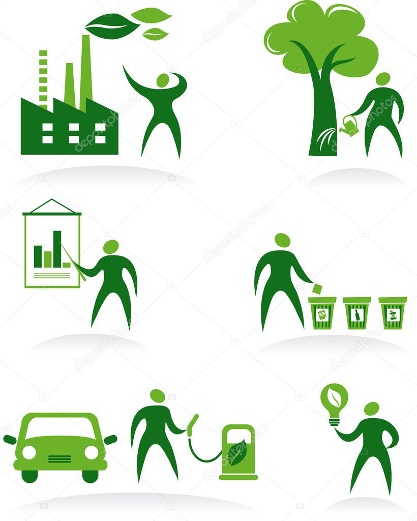 Collection of abstract figures, logos and icons - ecology and recycling