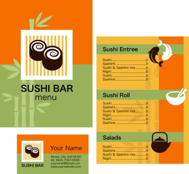 Template of sushi menu clipart