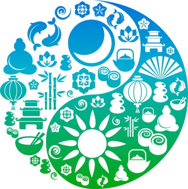 Картина, постер, плакат, фотообои "символ инь ян, сделанный из икон дзен
", артикул 2005395
