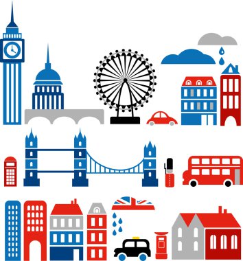 Vector illustration of London landmarks clipart