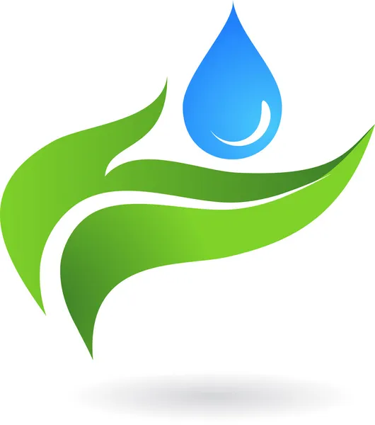 Σταγόνα νερού με τρία φύλλα — Διανυσματικό Αρχείο