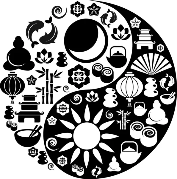 Zen simgeler yapılan yin yang sembolü — Stok Vektör