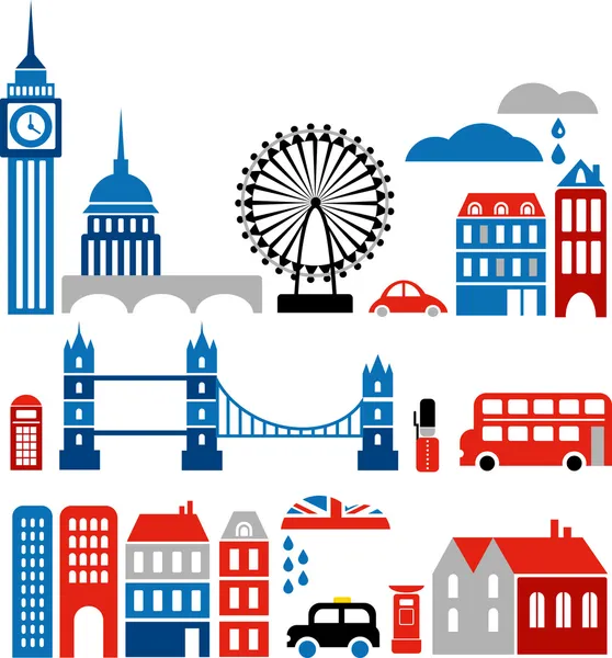 Vector illustration of London landmarks — Stock Vector